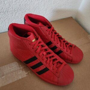 Adidas Pro Model Scarlet Red Black Mens Size 8 Athletic Leather Shoes Sneakers